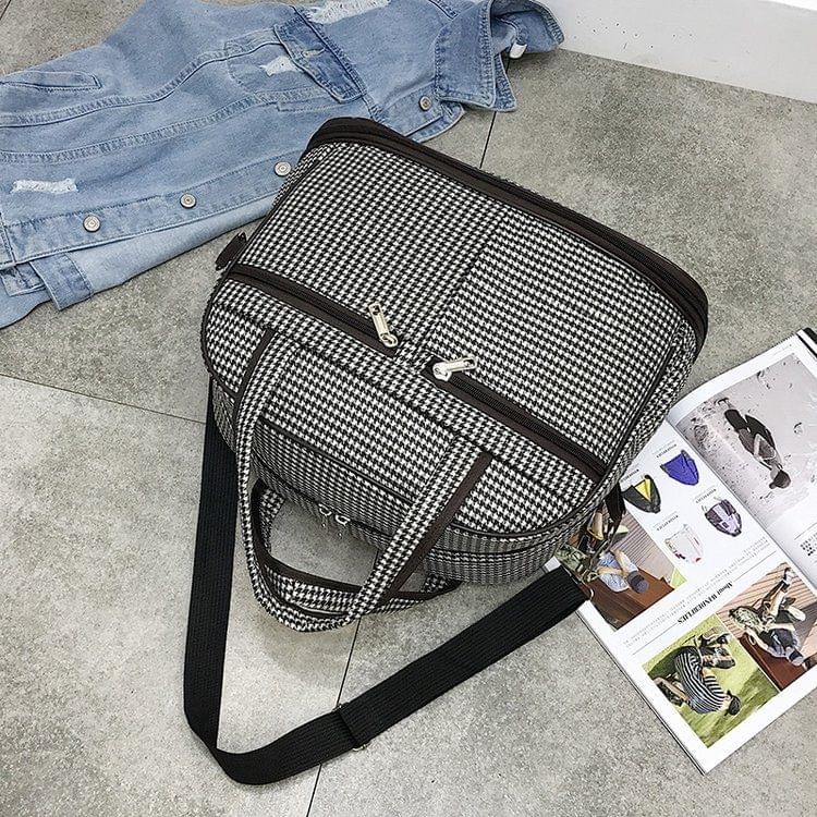 Oxford Cloth Shoulder Travel Bag Sports Gym Handbag (Black)