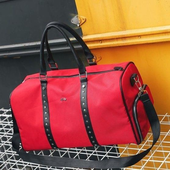 Oxford Textile Cloth Shoulder Bag Sports Gym Travel Handbag (Red)
