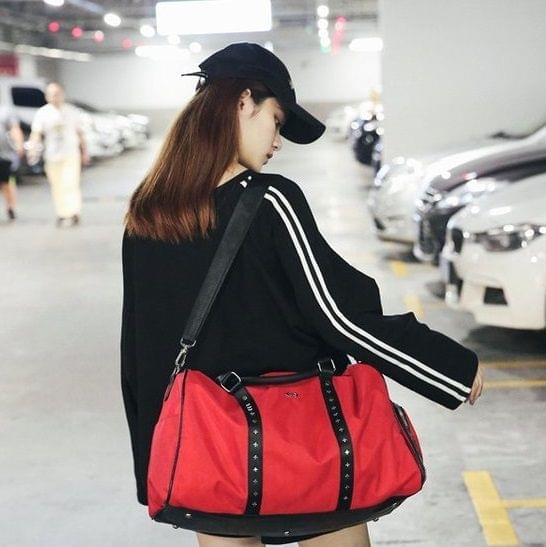 Oxford Textile Cloth Shoulder Bag Sports Gym Travel Handbag (Red)