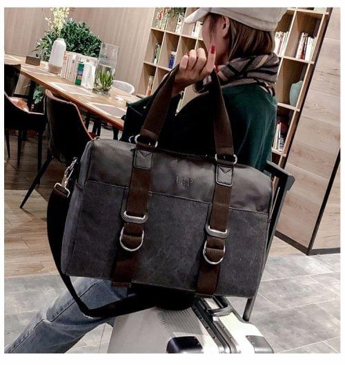 Soft Nylon Cloth Shoulder Bag Sports Gym Travel Handbag (Black)