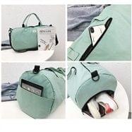 Nylon Shoulder Travel Bag Leisure Sport Handbag with Shoes Socket (Beige)