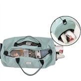 Nylon Shoulder Travel Bag Leisure Sport Handbag with Shoes Socket (Beige)