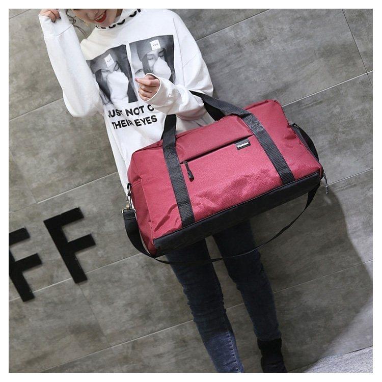 Soft Nylon Cloth Shoulder Travel Bag Sports Gym Handbag (Red)