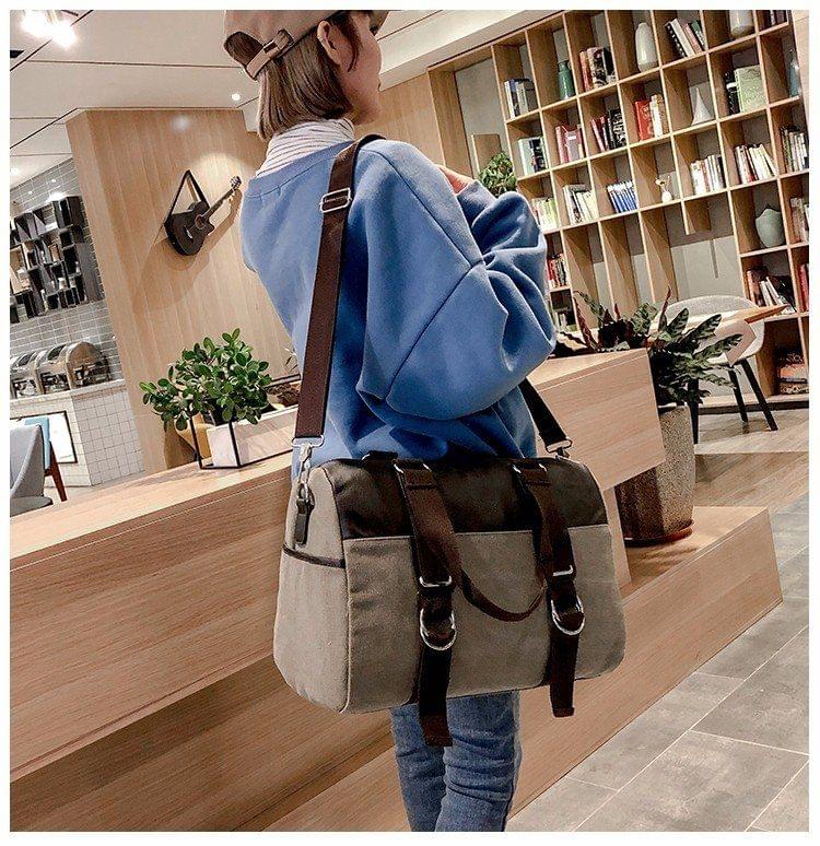 Soft Nylon Cloth Shoulder Bag Sports Gym Travel Handbag (Grey)