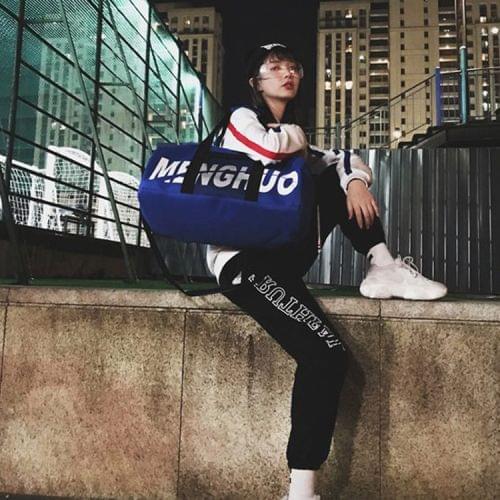 Soft Oxford Textile Cloth Shoulder Bag Sports Gym Travel Handbag (Blue)