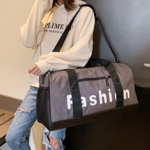 Soft Nylon Cloth Shoulder Travel Bag Sports Gym Handbag (Grey)