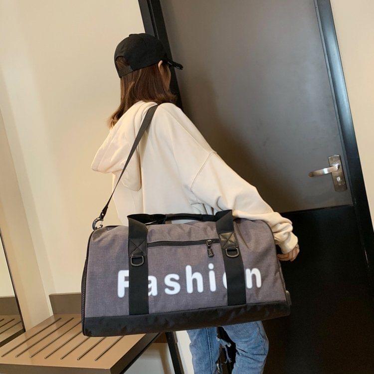 Soft Nylon Cloth Shoulder Travel Bag Sports Gym Handbag (Grey)