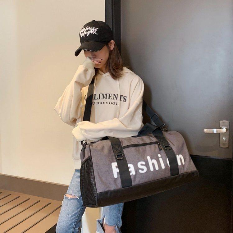 Soft Nylon Cloth Shoulder Travel Bag Sports Gym Handbag (Grey)