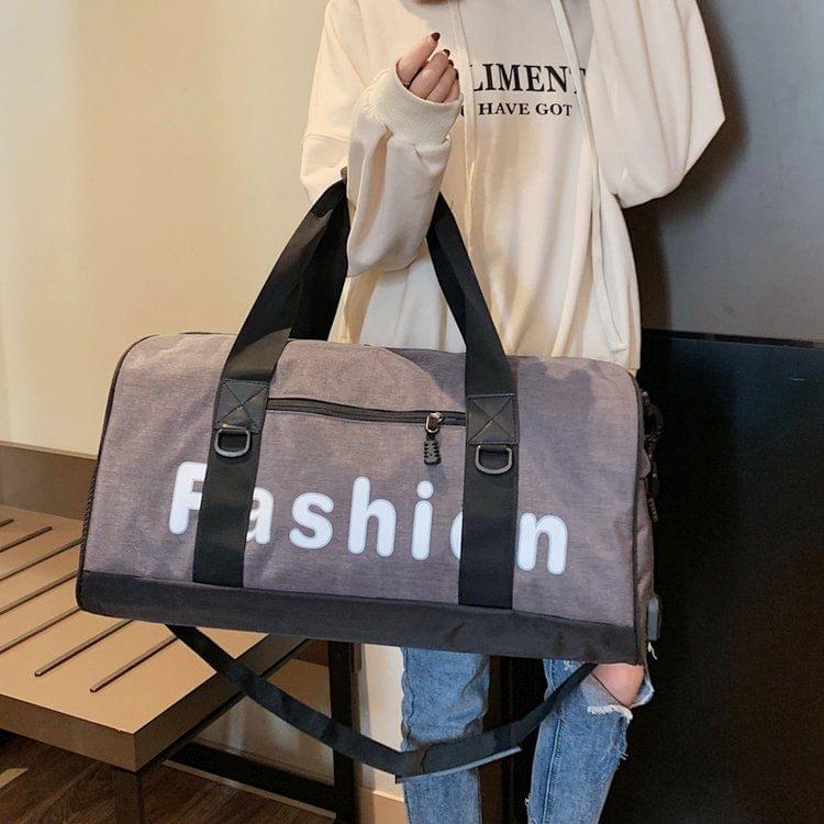 Soft Nylon Cloth Shoulder Travel Bag Sports Gym Handbag (Grey)