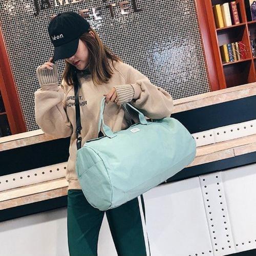 Nylon Shoulder Travel Bag Leisure Sport Handbag with Shoes Socket (Blue)