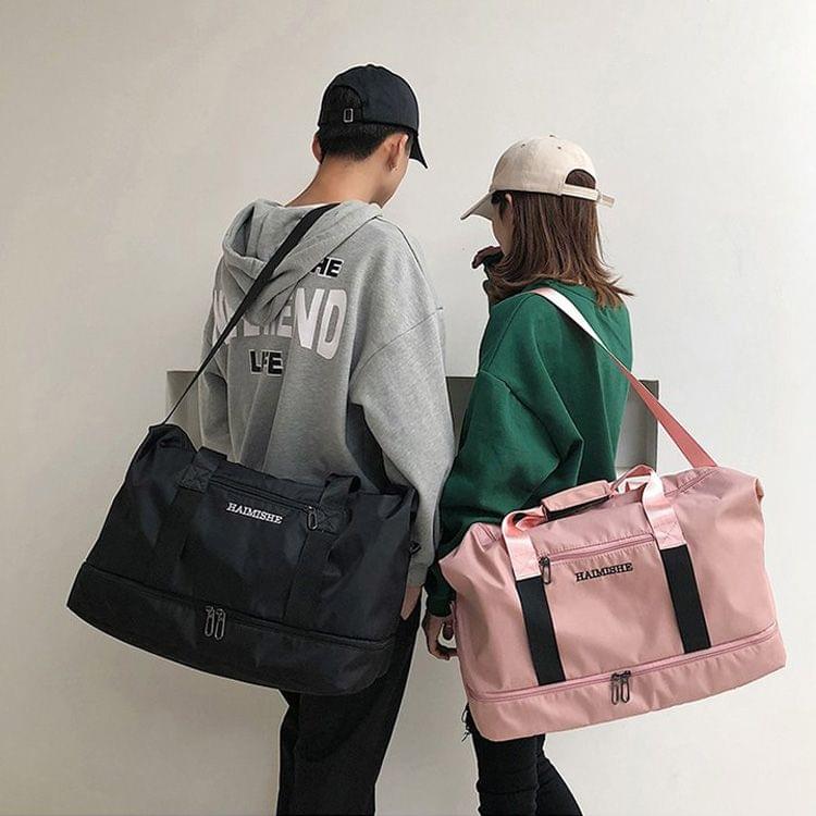 Dry and Wet Separating Shoulder Travel Bag Leisure Sport Handbag with Shoes Socket (Pink)