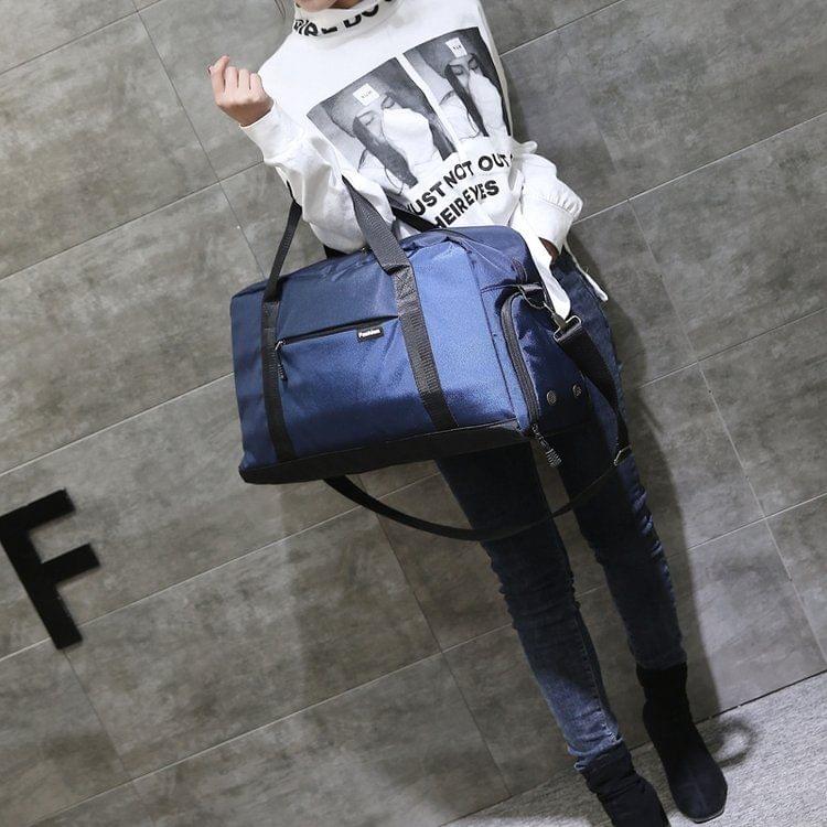 Soft Nylon Cloth Shoulder Travel Bag Sports Gym Handbag (Blue)