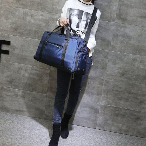 Soft Nylon Cloth Shoulder Travel Bag Sports Gym Handbag (Blue)