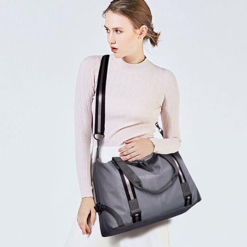 Waterproof Oxford Cloth Shoulder Travel Bag Sports Gym Handbag (Grey)