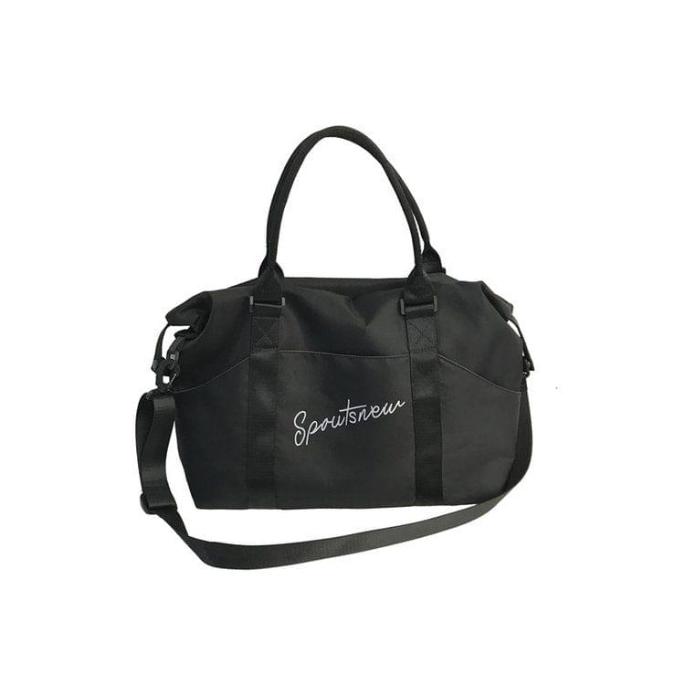 Nylon Shoulder Sports Handbag Large Capacity Travel Bag (Black)