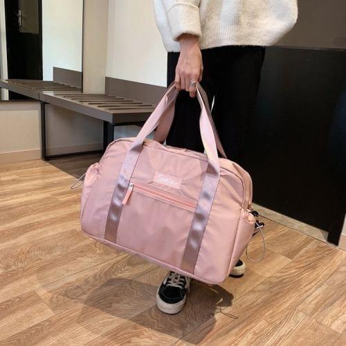 Nylon Inclined Shoulder Sports Gym Bag Travel Handbag (Pink)