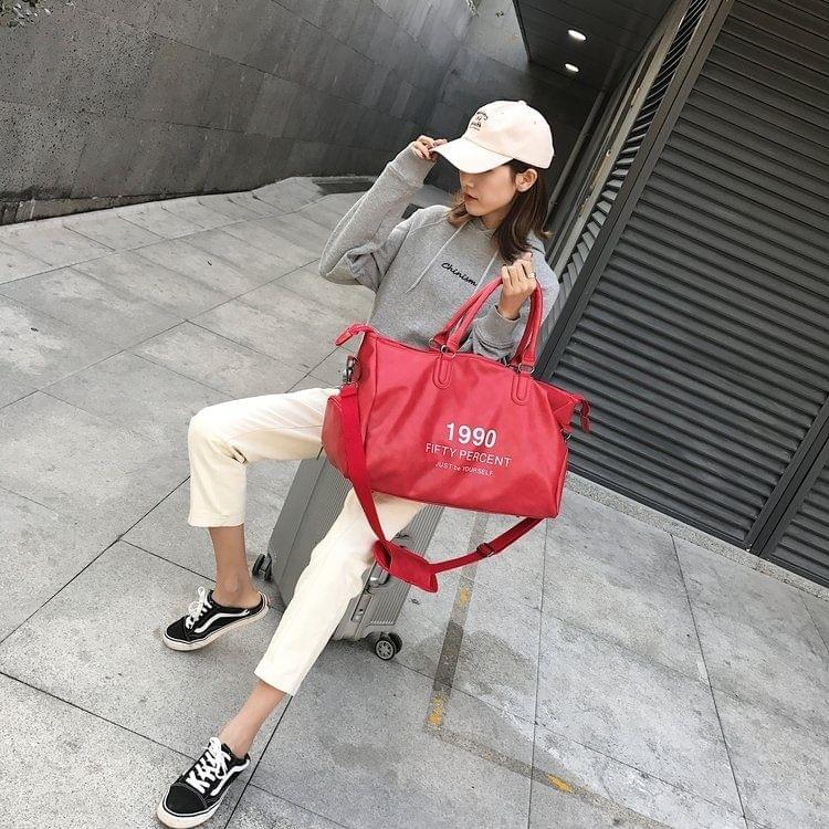 PU Leather Shoulder Travel Bag Leisure Sport Handbag with Shoes Socket (Color:Red Size: + S)