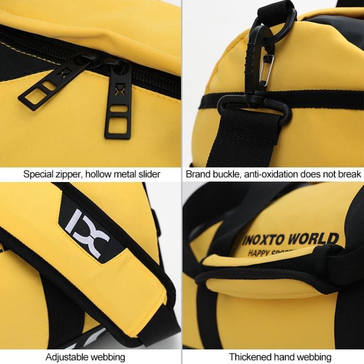 IX LK8074 Alphabet Printing Cylinder Shape Bottom Waterproof One-shoulder Portable Yoga Travel Bag for Men / Women, Size: 40 x 24 x 24cm(Black)