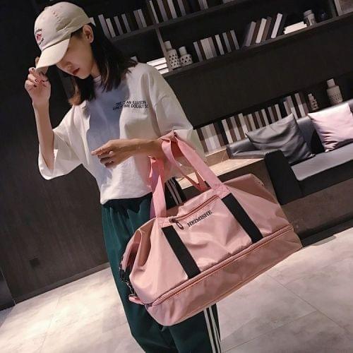 Nylon Shoulder Travel Bag Leisure Sport Handbag (Pink)
