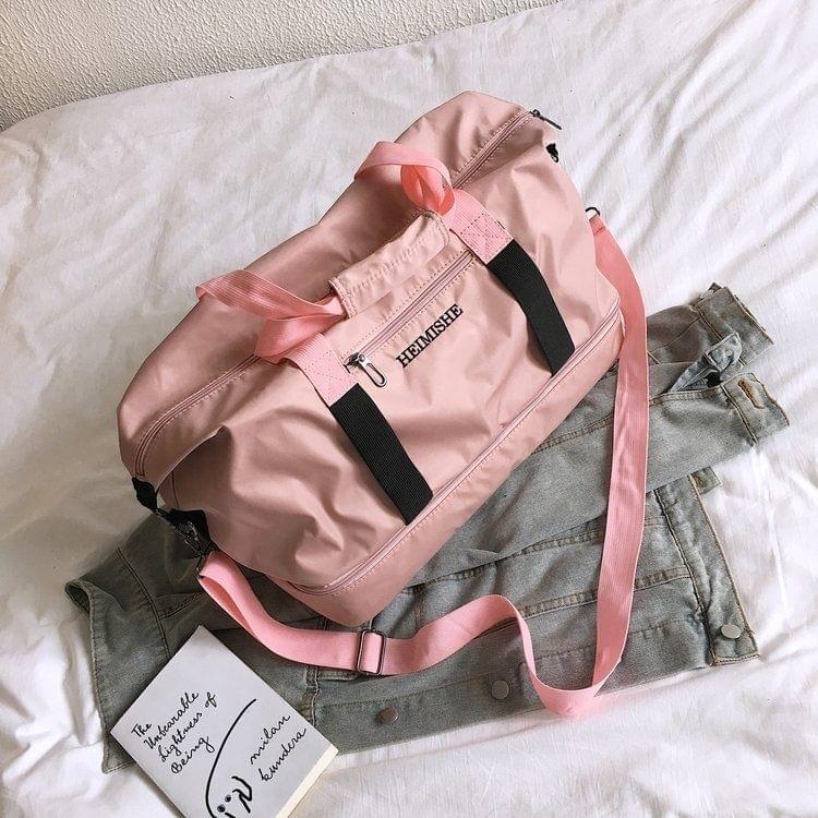 Nylon Shoulder Travel Bag Leisure Sport Handbag (Pink)