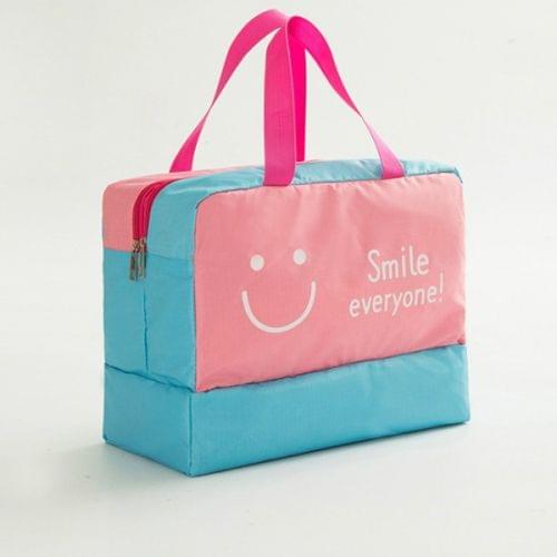 Fashion Men And Women Travel Waterproof Storage Bag Oxford Cloth Travel Bag Swimming Bag Beach Bag(Pink Smiley Face)