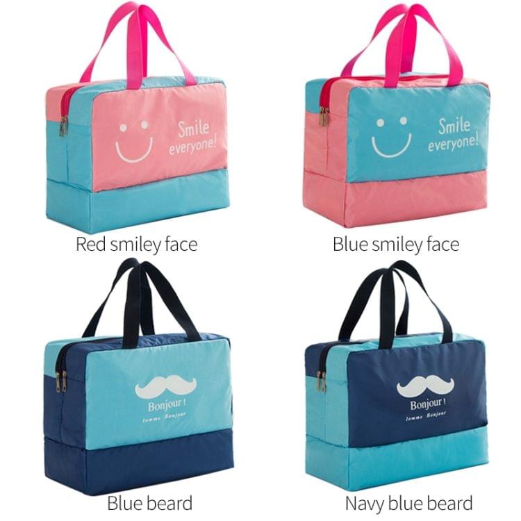 Fashion Men And Women Travel Waterproof Storage Bag Oxford Cloth Travel Bag Swimming Bag Beach Bag(Pink Smiley Face)