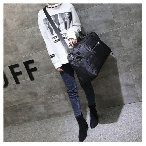 Soft Nylon Cloth Shoulder Travel Bag Sports Gym Handbag (Black)