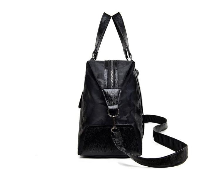 Oxford Cloth Shoulder Travel Bag Leisure Sport Handbag (Black)