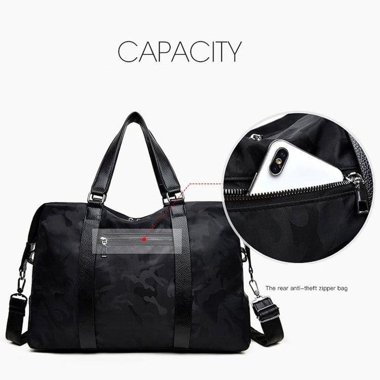 Oxford Cloth Shoulder Travel Bag Leisure Sport Handbag (Black)