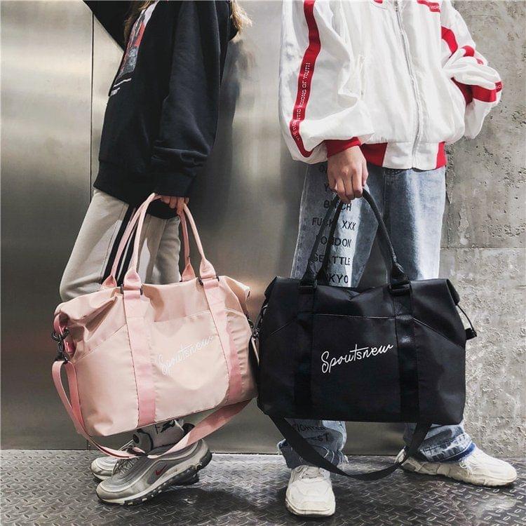 Nylon Shoulder Sports Handbag Large Capacity Travel Bag (Pink)