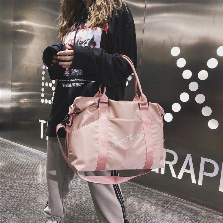 Nylon Shoulder Sports Handbag Large Capacity Travel Bag (Pink)
