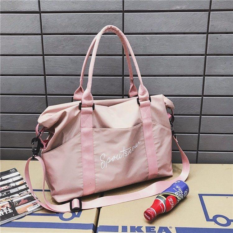 Nylon Shoulder Sports Handbag Large Capacity Travel Bag (Pink)
