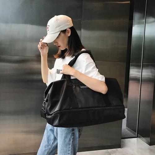 Nylon Shoulder Travel Bag Leisure Sport Handbag (Black)