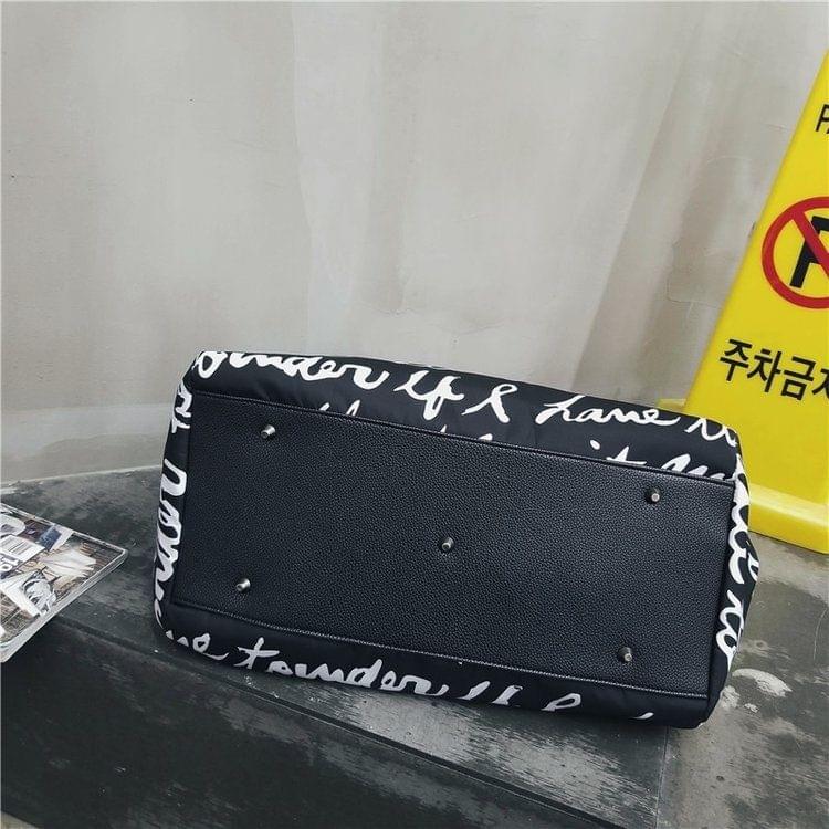 Words Pattern Shoulder Travel Bag Leisure Sport Handbag (L)