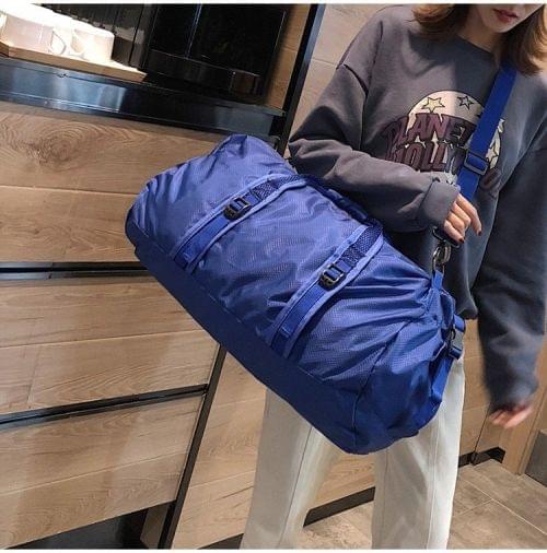 Foldable Nylon Shoulder Travel Bag Leisure Sport Handbag (Blue)