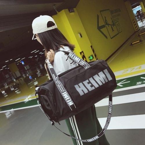 Shoulder Travel Bag Leisure Sport Handbag with Shoes Socket (Black)