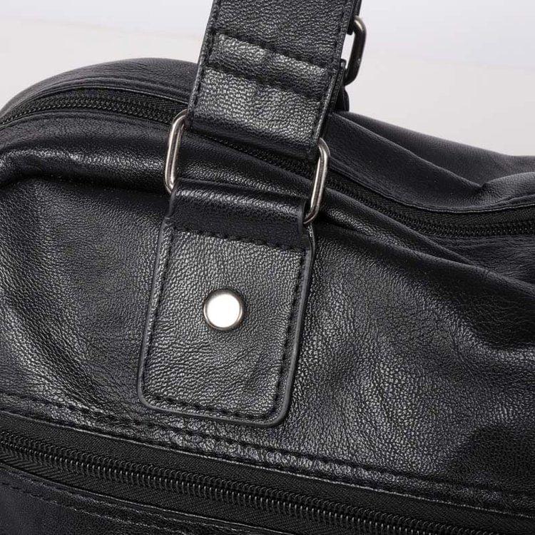 PU Leather Shoulder Travel Bag Leisure Sport Handbag (Black)