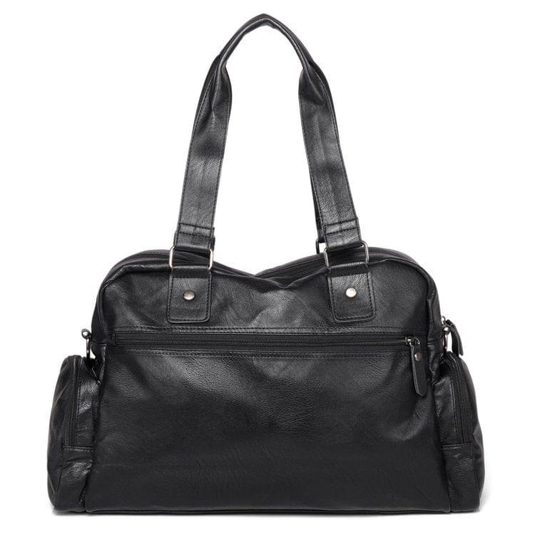 PU Leather Shoulder Travel Bag Leisure Sport Handbag (Black)