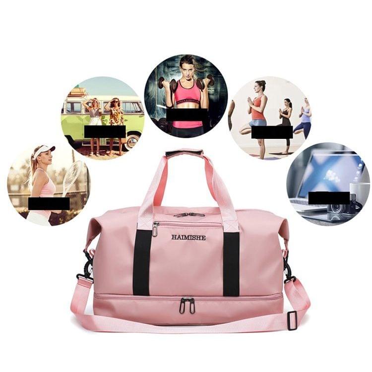 Dry and Wet Separating Shoulder Travel Bag Leisure Sport Handbag with Shoes Socket (Black)