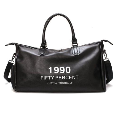 PU Leather Shoulder Travel Bag Leisure Sport Handbag with Shoes Socket (Color:Black Size: + L)