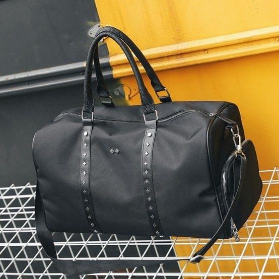 Oxford Textile Cloth Shoulder Bag Sports Gym Travel Handbag (Black)