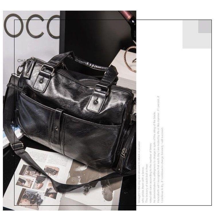 PU Leather Shoulder Travel Bag Leisure Sport Handbag (Brown)