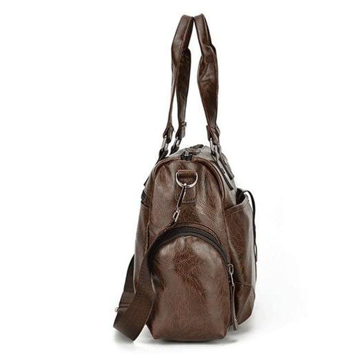PU Leather Shoulder Travel Bag Leisure Sport Handbag (Brown)