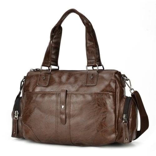 PU Leather Shoulder Travel Bag Leisure Sport Handbag (Brown)