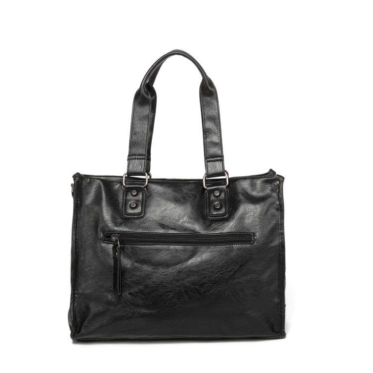 PU Leather Shoulder Travel Bag Leisure Men Handbag (Black)