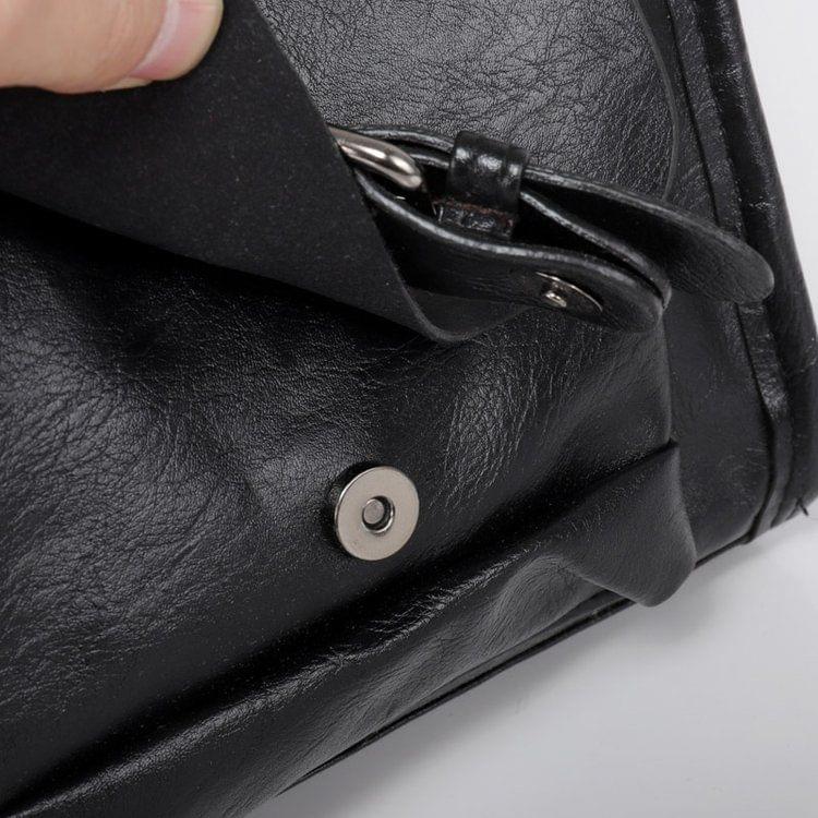 PU Leather Shoulder Travel Bag Leisure Men Handbag (Black)