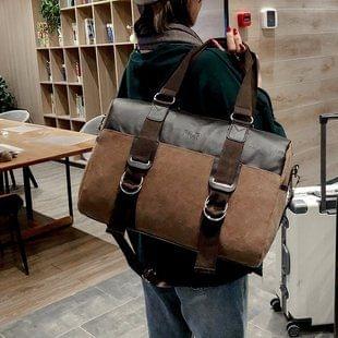 Soft Nylon Cloth Shoulder Bag Sports Gym Travel Handbag (Brown)