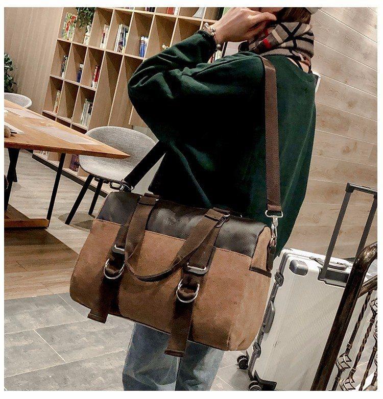 Soft Nylon Cloth Shoulder Bag Sports Gym Travel Handbag (Brown)