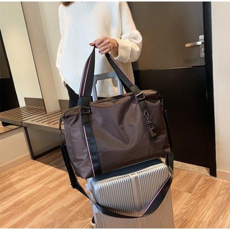 Nylon Shoulder Travel Bag Leisure Handbag (Brown)