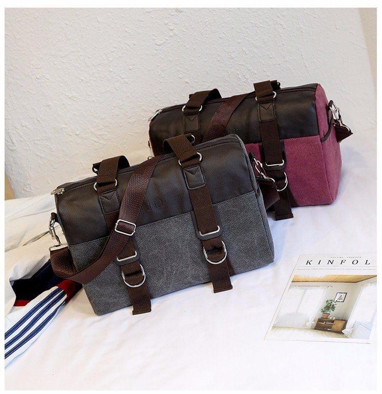 Soft Nylon Cloth Shoulder Bag Sports Gym Travel Handbag (Purple)